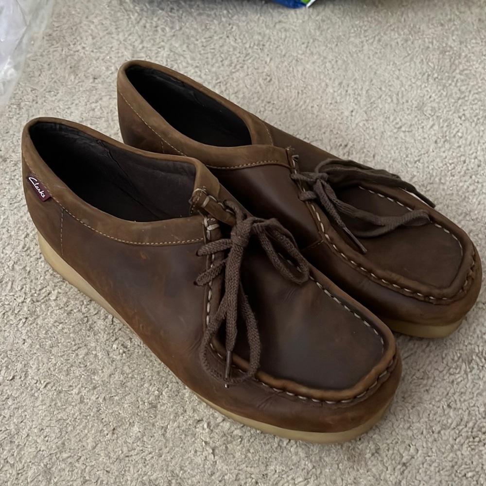 Clarks wallabees leather brown shoes
